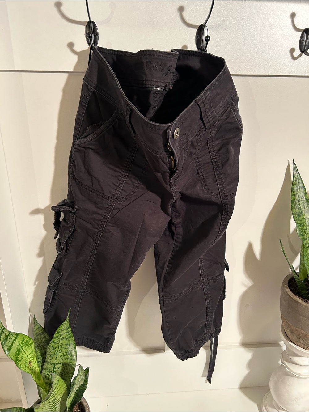 Vintage  Guess Black Cargo Crop Pants Capri